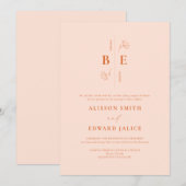 Moderne Elegante Peach Fuzz bruiloft uitnodiging (Voorkant / Achterkant)