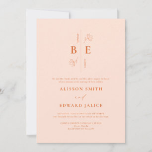Moderne Elegante Peach Fuzz bruiloft uitnodiging