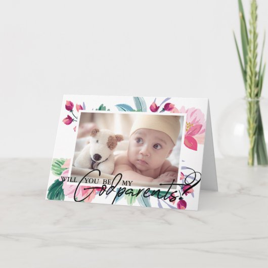 Moderne Elegante Peetouders Voorstel Bloemen 2 Fot Kaart (Voorkant)