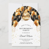 Moderne elegante pensionering partij zwart goud gl kaart (Voorkant)