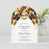 Moderne elegante pensionering partij zwart goud gl kaart (Staand voorkant)