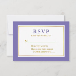 Moderne Elegante Periwinkle Wit Goud RSVP Kaartje