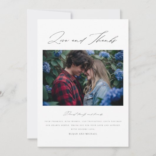 Moderne Elegante Persoonlijke Fototrouwdag Bedankkaart (Voorkant)