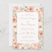 Moderne Elegante Perzik Beige Bloemen Huwelijk Kaart (Voorkant)