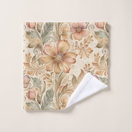  Moderne Elegante Perzik Bloemen Bad Handdoek (Wasdoekje)
