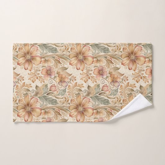  Moderne Elegante Perzik Bloemen Bad Handdoek (Handdoek)