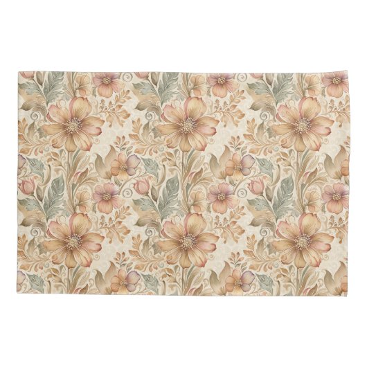  Moderne Elegante Perzik Bloemen Kussensloop (Achterkant)