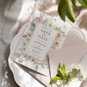 Moderne Elegante Perzik Bloemen Save the Date