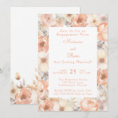 Moderne Elegante Perzik Bloemen Verlovingsfeest Kaart (Voorkant / Achterkant)