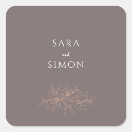 Moderne elegante perzik bloemenbruiloft vierkante sticker