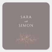 Moderne elegante perzik bloemenbruiloft vierkante sticker (Voorkant)