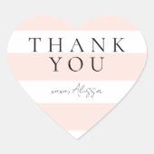 Moderne Elegante Perzik en Witte Strepen Hart Sticker (Voorkant)