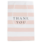 Moderne Elegante Perzik en Witte Strepen Medium Cadeauzakje (Voorkant)