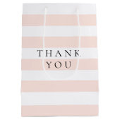 Moderne Elegante Perzik en Witte Strepen Medium Cadeauzakje (Achterkant)