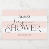 Moderne Elegante Perzik en Witte Strepen Sparkling Wijnetiket (Enkel label)