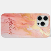 Moderne Elegante Perzik Goud Marmer Gepersonalisee Case-Mate iPhone Case (Achterkant (horizontaal))