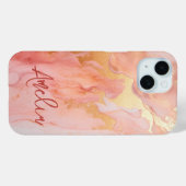 Moderne Elegante Perzik Goud Marmer Gepersonalisee Case-Mate iPhone Case (Achterkant (horizontaal))