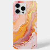 Moderne Elegante Perzik Gouden Marmer Gepersonalis Case-Mate iPhone Case (Achterkant)