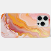Moderne Elegante Perzik Gouden Marmer Gepersonalis Case-Mate iPhone Case (Achterkant (horizontaal))