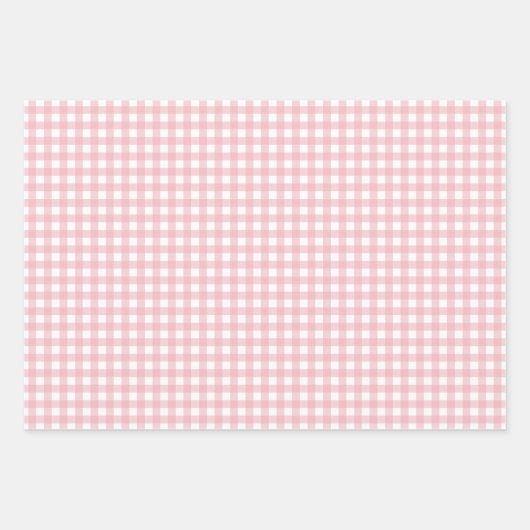 Moderne Elegante Perzik Roze Gingham Check Patroon Inpakpapier Vel (Voorkant)