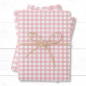 Moderne Elegante Perzik Roze Gingham Check Patroon Inpakpapier Vel