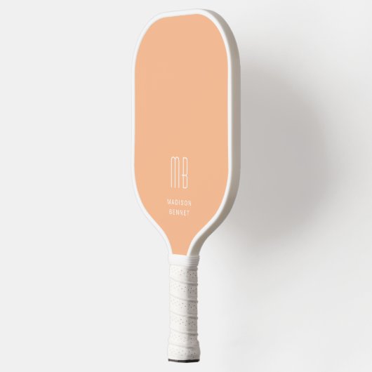 Moderne Elegante Perzik Roze Monogram Pickleball Paddle (Links)