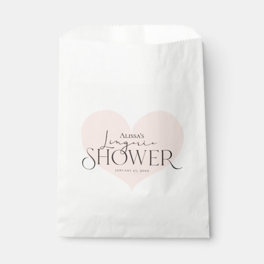 Moderne elegante perzik witte hart lingerie douche bedankzakje (Voorkant)