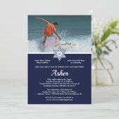 Moderne + elegante Photo Bar Mitswa Kaart (Staand voorkant)