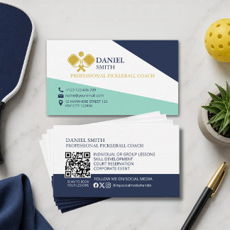 Moderne Elegante Pickleball Coach Instructeur QR C Visitekaartje