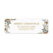 Moderne Elegante Pine Tree Gold Vrolijk Kerstfeest Etiket (Voorkant)