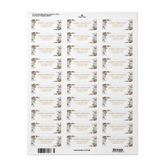 Moderne Elegante Pine Tree Gold Vrolijk Kerstfeest Etiket (Full Sheet)