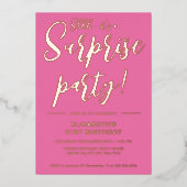 Moderne Elegante Pink&Gold 21e Verrassingsverjaard Folie Uitnodiging (Voorkant)
