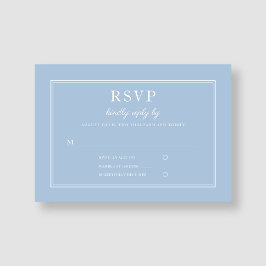 Moderne Elegante Poederblauwe Script Bruiloft RSVP Kaartje