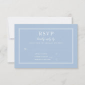 Moderne Elegante Poederblauwe Script Bruiloft RSVP Kaartje (Voorkant)