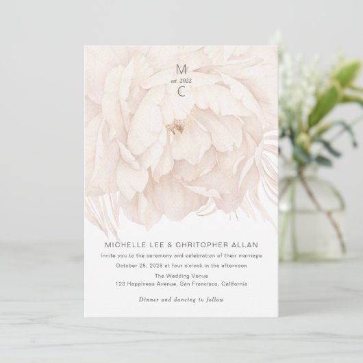 Moderne elegante pony in beige-tuin bruiloft invi kaart (Staand voorkant)