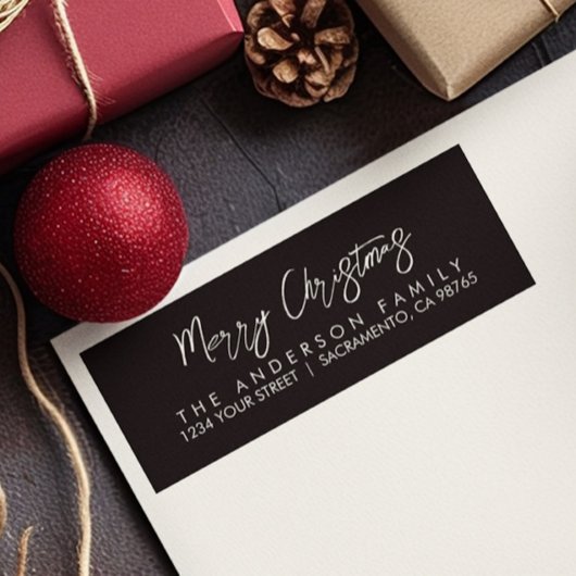 Moderne Elegante Prettig Kerstboom en Rendier Etiket