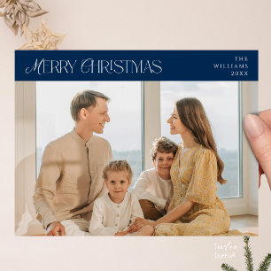 Moderne Elegante, Prettig Kerstmis Familie Foto Briefkaart