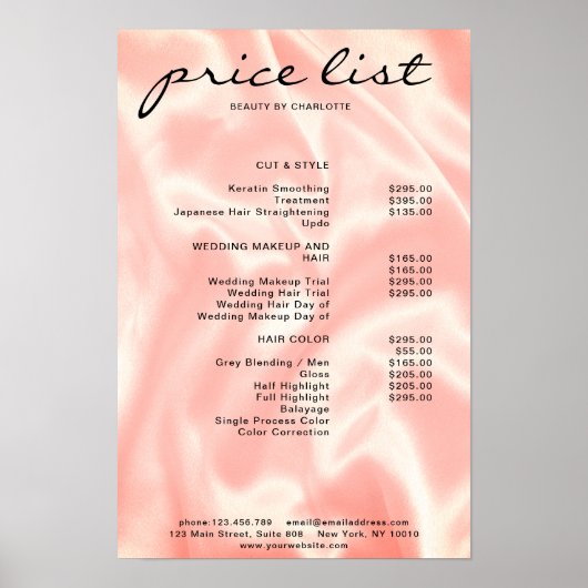 Moderne, Elegante Prijslijst Poster (Voorkant)