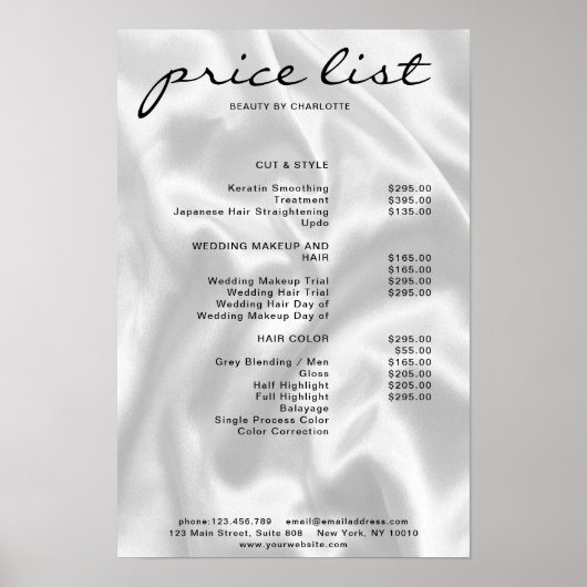 Moderne Elegante Prijslijst Poster (Voorkant)