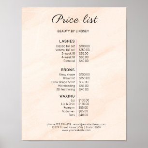 Moderne Elegante Prijslijst Schoonheidssalon Poster