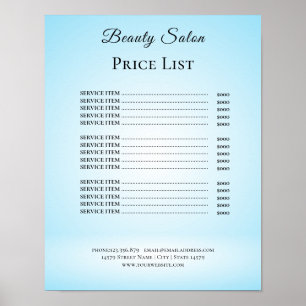 Moderne Elegante Prijslijst Schoonheidssalon Poster