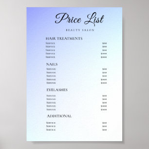 Moderne Elegante Prijslijst Schoonheidssalon Poster