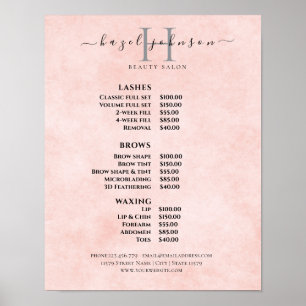 Moderne Elegante Prijslijst Schoonheidssalon Poster
