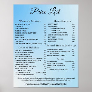 Moderne Elegante Prijslijst Schoonheidssalon Poster