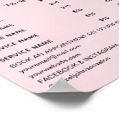 Moderne Elegante Prijslijst Schoonheidssalon Poster (Hoek)