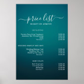 Moderne Elegante Prijslijst Schoonheidssalon Poster (Voorkant)