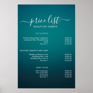 Moderne Elegante Prijslijst Schoonheidssalon Poster