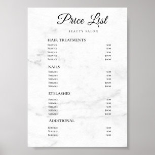 Moderne Elegante Prijslijst Schoonheidssalon Poster