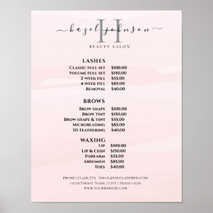 Moderne Elegante Prijslijst Schoonheidssalon Poster