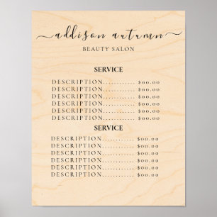 Moderne Elegante Prijslijst Schoonheidssalon Poster